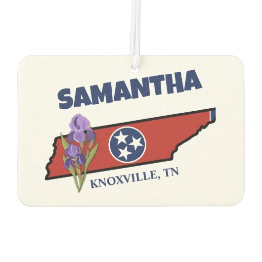 テネシー州旗&フラワーパープルアイリスカスタム文字 カーエアーフレッシュナー (裏面)