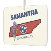 テネシー州旗&フラワーパープルアイリスカスタム文字 カーエアーフレッシュナー (左)