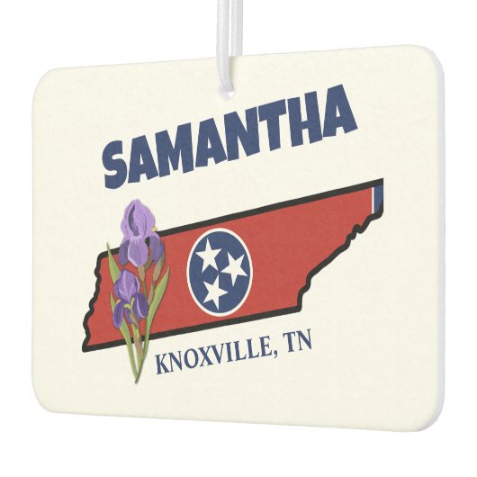 テネシー州旗&フラワーパープルアイリスカスタム文字 カーエアーフレッシュナー (左)
