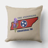 テネシー州旗&フラワーパープルアイリスカスタム文字 クッション (正面)