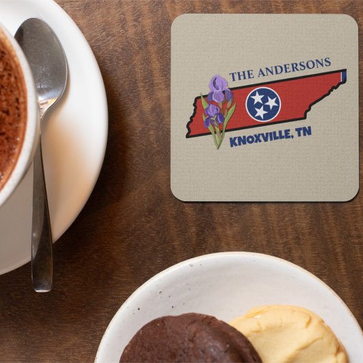 テネシー州旗&フラワーパープルアイリスカスタム文字 コースター