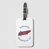 テネシー州旗&フラワーパープルアイリスカスタム文字 ラゲッジタグ (正面縦)