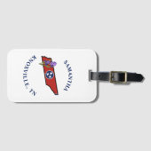 テネシー州旗&フラワーパープルアイリスカスタム文字 ラゲッジタグ (正面横)