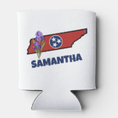 テネシー州旗&フラワーパープルアイリスカスタム文字 缶クーラー (裏面)