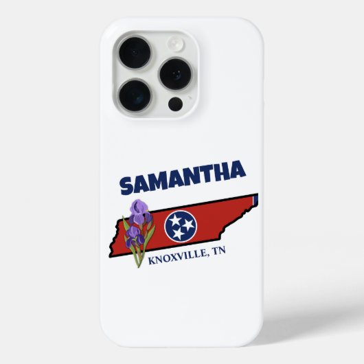 テネシー州旗&フラワーパープルアイリスカスタム文字 Case-Mate iPhoneケース (裏面)