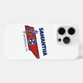 テネシー州旗&フラワーパープルアイリスカスタム文字 Case-Mate iPhoneケース (裏面 (横))