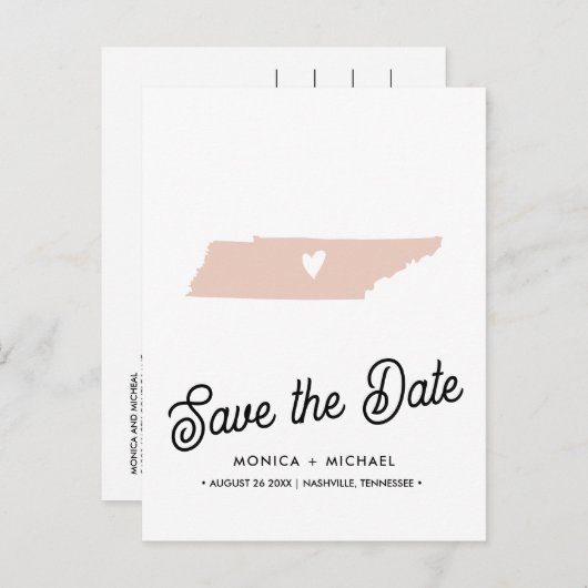 テネシー州目的地ウェディング任意の色 案内ポストカード (正面/裏面)