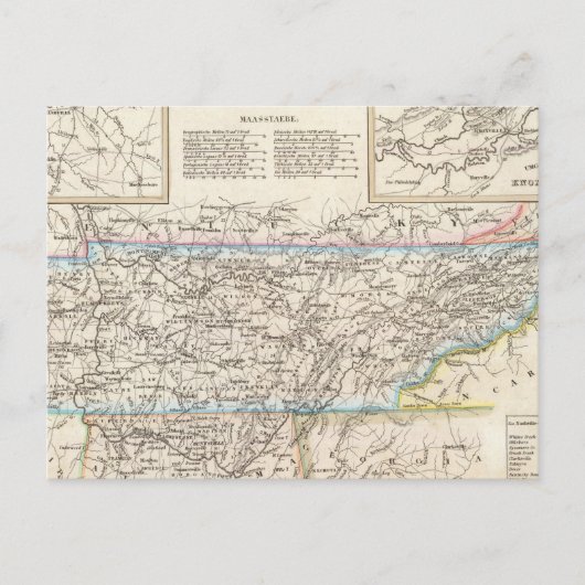 テネシー州（アメリカ南部）地図 ポストカード (正面)