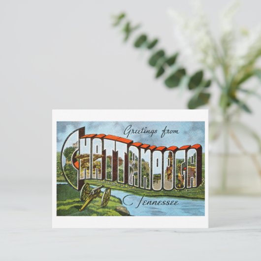 テネシー州，チャタヌーガからのヴィンテージの挨拶， ポストカード (スタンド正面)