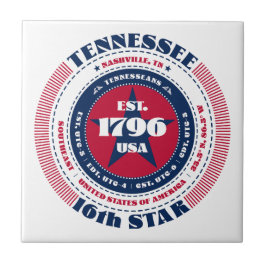テネシー州(赤・白・青)陶磁器タイル タイル