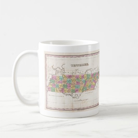 テネシー州(1827年)のヴィンテージの地図 コーヒーマグカップ (左)