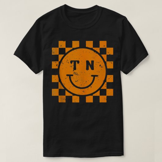 テネシー市松模様にハッピー顔ゲームデー Tシャツ (デザイン正面)