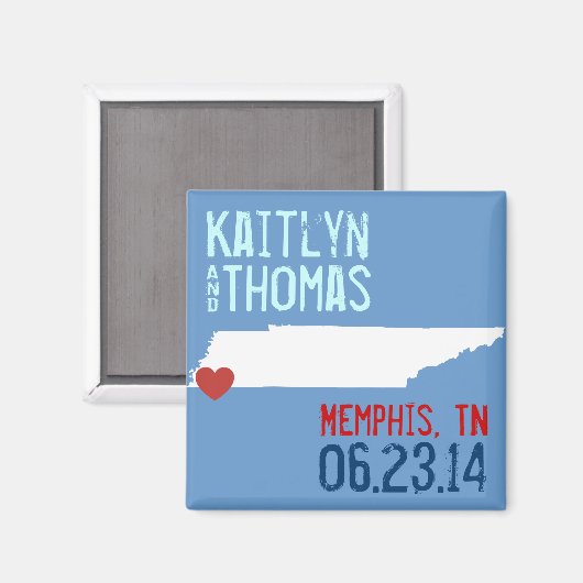 テネシー日付を保存 – カスタマイズ可能な都市 マグネット (正面/裏面)