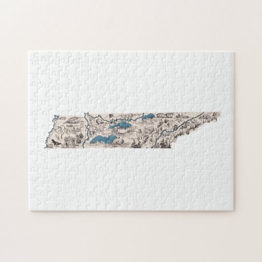 テネシー様式テネショーンヴィンテージ写真マップ ジグソーパズル (横)