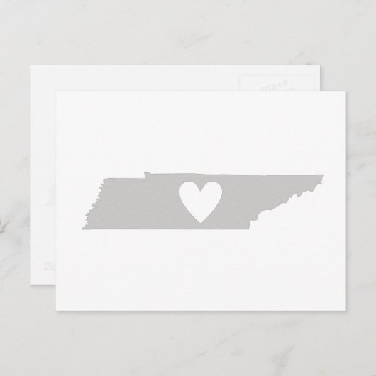 テネシー灰色の州マップシェイプ(ハート切り出し) ポストカード (正面/裏面)