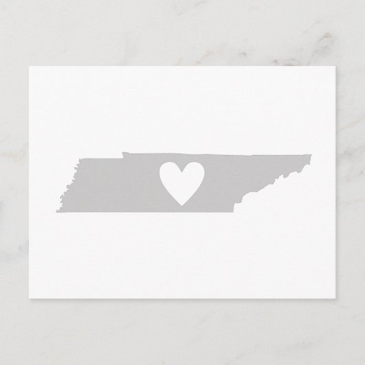 テネシー灰色の州マップシェイプ(ハート切り出し) ポストカード (正面)