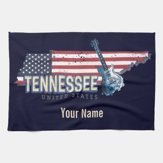 テネシー統一された州レトロ州ヴィンテージUSA キッチンタオル (横)