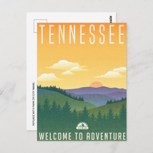 テネシーUSAヴィンテージトラベルマウンテンウェルカム ポストカード (正面/裏面)