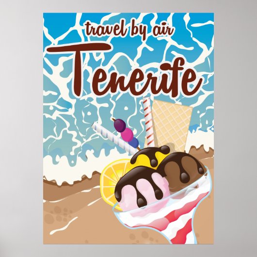 テネリフェのアイスクリーム漫画の旅行ポスター ポスター (正面)
