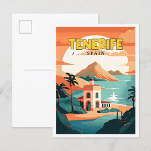 テネリフェスペインヴィンテージ旅行イラストレーション ポストカード