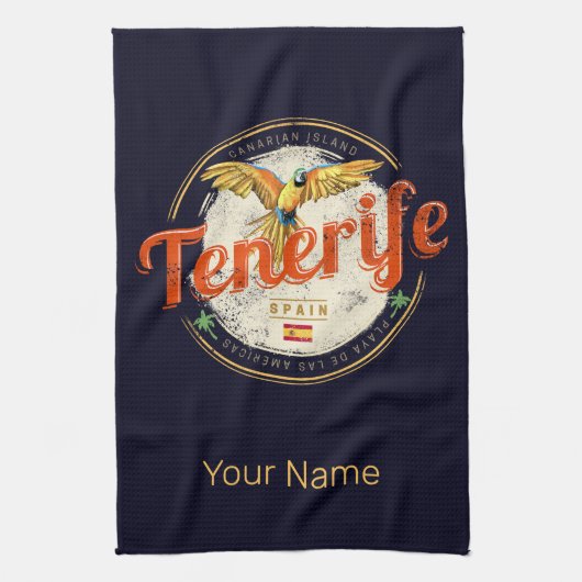 テネリフェ島とオウムカナリア諸島スペインヴィンテージ キッチンタオル (縦)