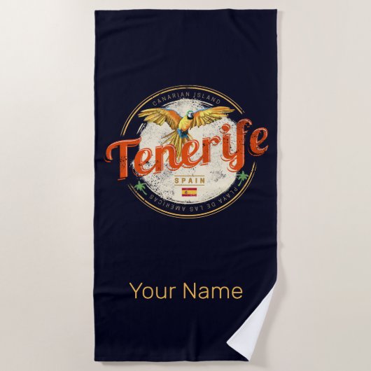 テネリフェ島とオウムカナリア諸島スペインヴィンテージ ビーチタオル (正面)