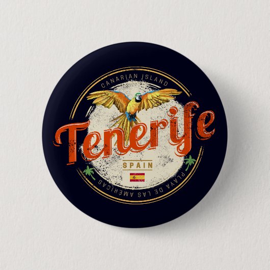 テネリフェ島とオウムカナリア諸島スペインヴィンテージ 缶バッジ (正面)
