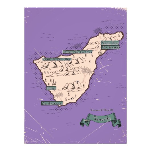 テネリフェ島のイラスト旅行地図 フォトプリント            (正面)