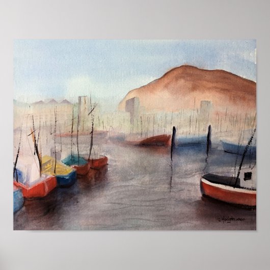 テネリフェ港の水彩画 ポスター (正面)