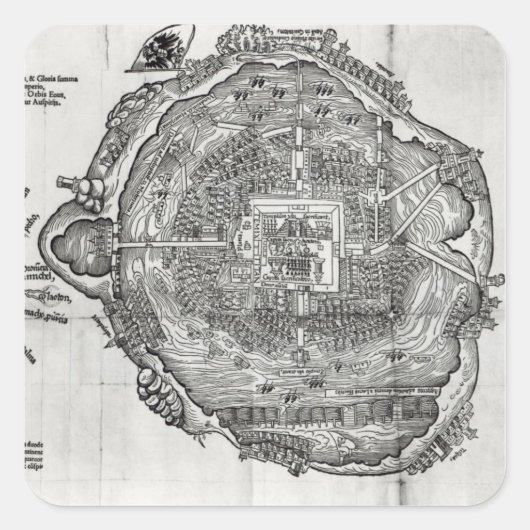 テノチティトランの地図 スクエアシール (正面)