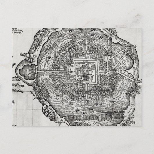テノチティトランの地図 ポストカード (正面)
