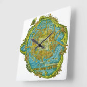 テノチティトラン地図の壁時計 スクエア壁時計 (傾斜)