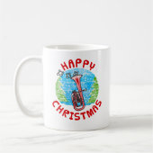 テノールホーンクリスマスブラスミュージシャン音楽先生 コーヒーマグカップ (左)