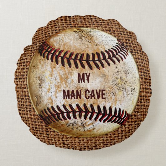 テパーソナライズされたキスト付きの男性洞窟枕 ラウンドクッション (正面)