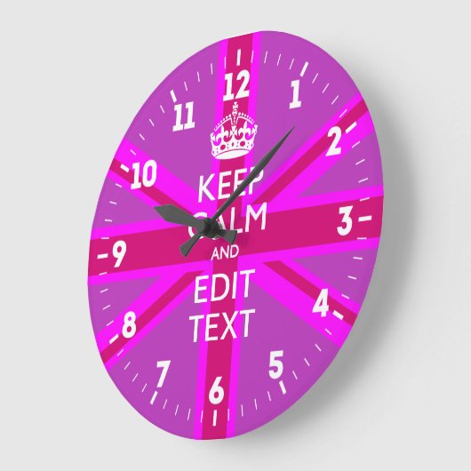 テパーソナライズされた保キストを落ち着かせる英国国旗ピンク ラージ壁時計 (傾斜)