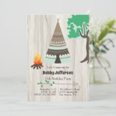 テピーキャンプアウト誕生日パーティー招待状 招待状 (スタンド正面)