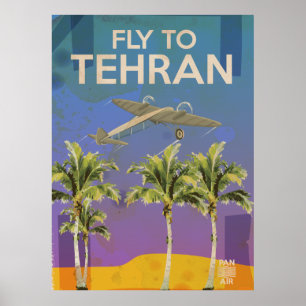 テヘランへは飛行機で ビンテージ旅行ポスター ポスター