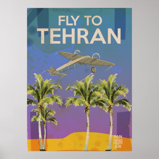 テヘランへは飛行機で ビンテージ旅行ポスター ポスター (正面)