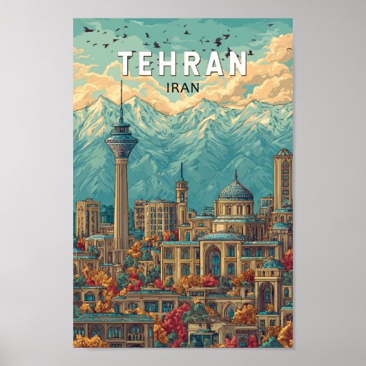 テヘランイラストレーション旅行芸術ヴィンテージ ポスター (正面)