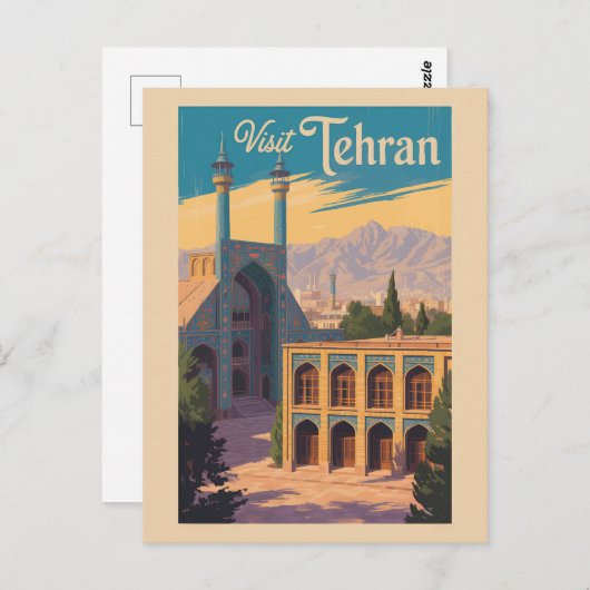 テヘランイランゴレスタンパレスイラストレーション旅行 ポストカード (正面/裏面)