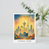 テヘランカスタマイズイラン水の色日付を保存 ポストカード (スタンド正面)