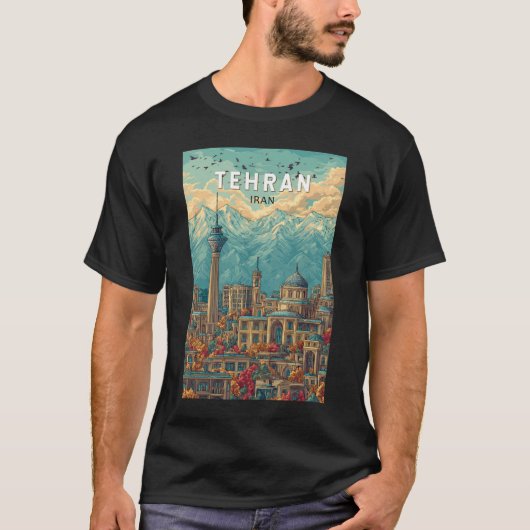 テヘラン イラン イラスト 旅行 アート ヴィンテージ Tシャツ (正面)