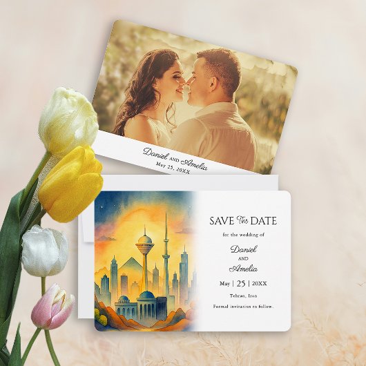 テヘラン・イラン エレガントな結婚式の保存日付カード セーブザデート