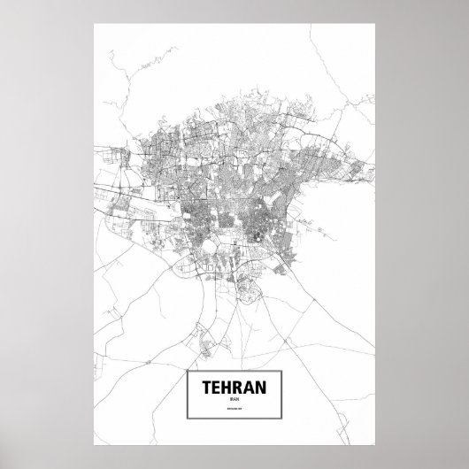 テヘラン、イラン（白に黒） ポスター (正面)