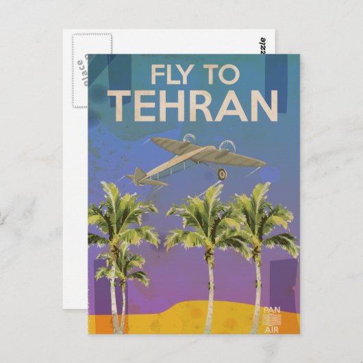 テヘラン・ヴィンテージ旅行のポスターに航空便で ポストカード (正面/裏面)