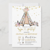 テペピンクフローラガールスパパーティの招待状 招待状 (正面)