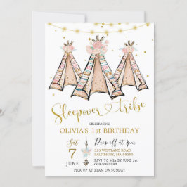 テペピンクフローラガールスリープバーパーティの招待状 招待状