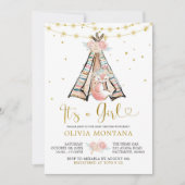 テペピンクフローラキツネベビーシャワー招待状 招待状 (正面)