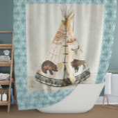 テペベアトライバルプレーンズインディアン先住民ヴィンテージ シャワーカーテン