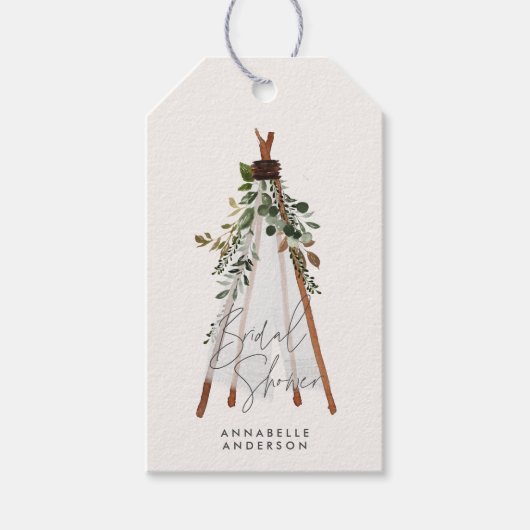 テペモダンエ葉ボヘミアンスタイリッシュ裏庭 ギフトタグ (正面)